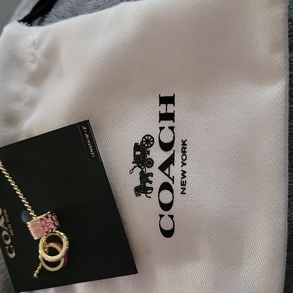 Coach Gold and Pink Pendant Necklace - Picture 2 of 2